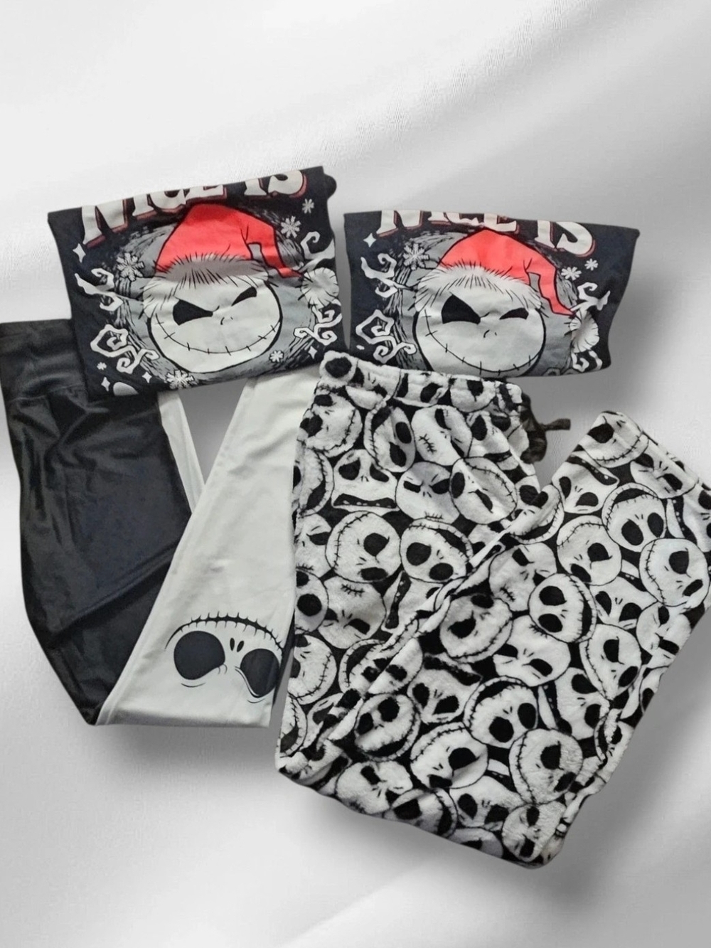 Disney Black, White & Red Jack Skellington Pajama Set Of His And Her.